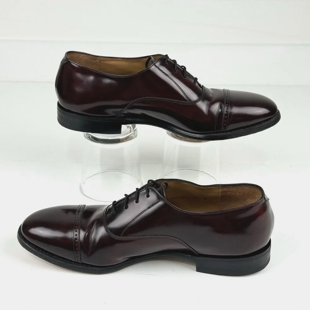 Johnston & J Murphy Cap Toe Lace Up Oxford Dress Shoe Men US 9.5 M Burgundy 42.5